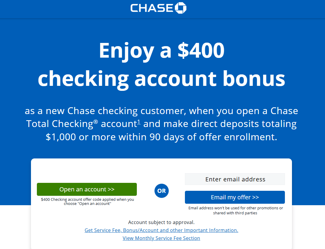How to Get the Chase $400 Sign up Bonus
